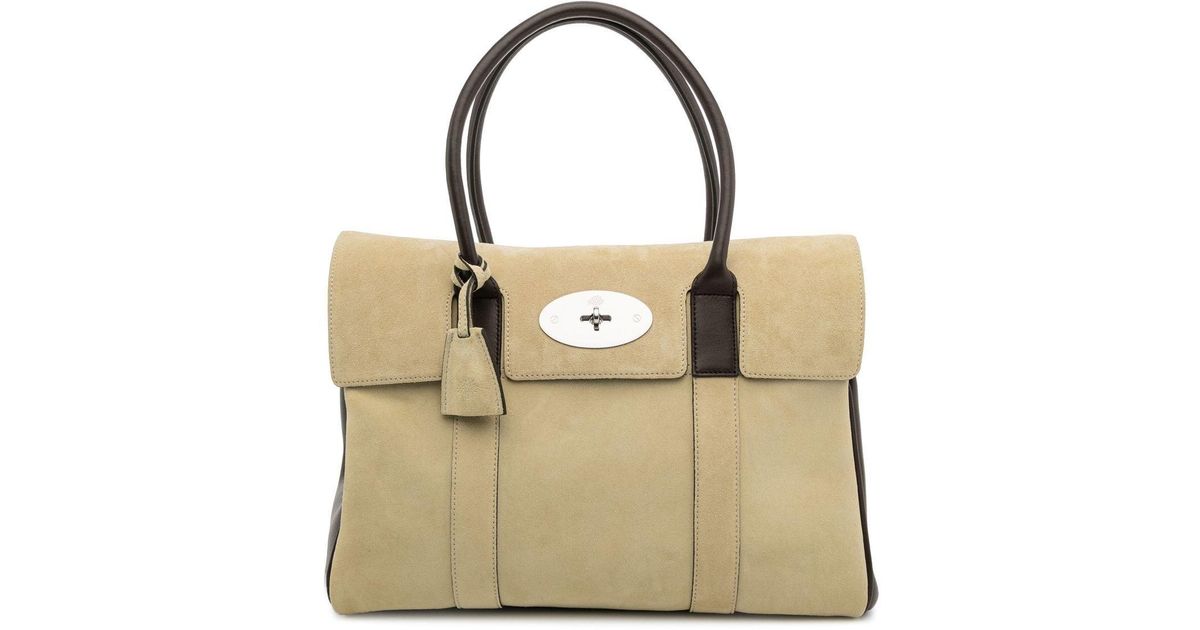 Mulberry Leather Bayswater Two-tone Padlock Bag in Natural | Lyst