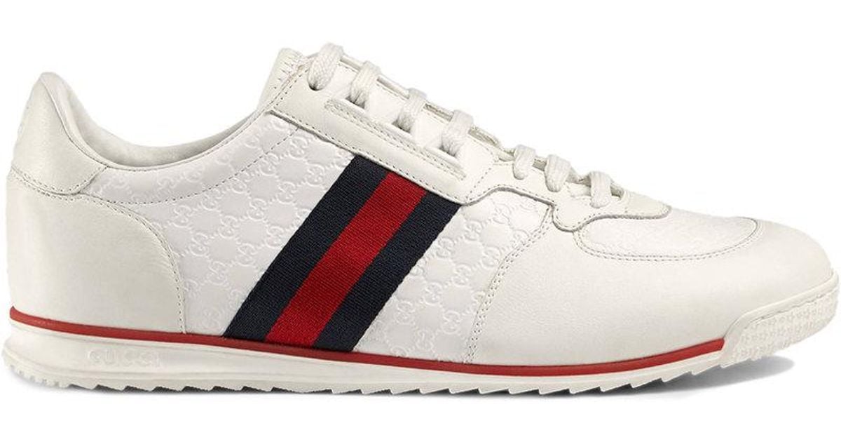 Gucci Leather Sneakers With Web in 