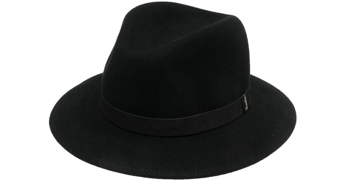 Borsalino Logo-patch Wool Fedora Hat in Black for Men | Lyst Canada