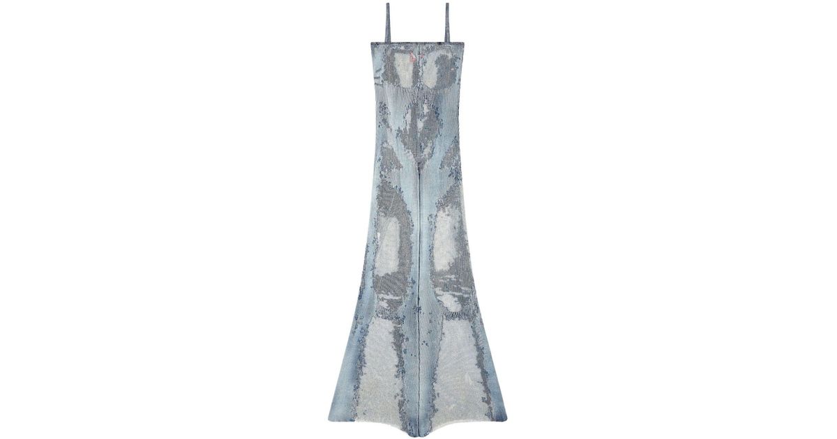 diesel m claudia devore denim dress DIESEL M-claudia Devoré Denim Dress in Blue