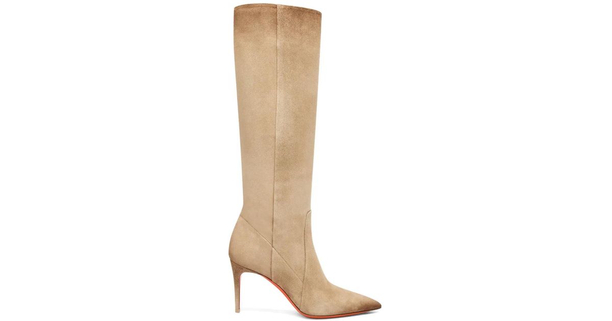 Santoni Viola Pointed-Toe Suede Boots in White | Lyst