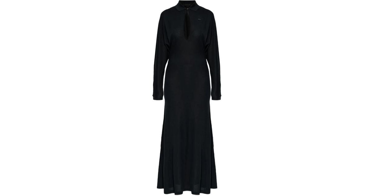 Lacoste Long-Sleeved Maxi Dress in Black | Lyst Lacoste Long-Sleeved Maxi Dress in Black | Lyst