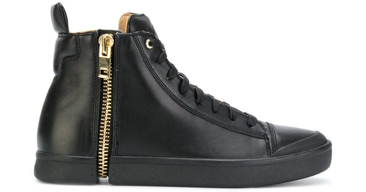 DIESEL Zip Detail Sneakers in Black for 