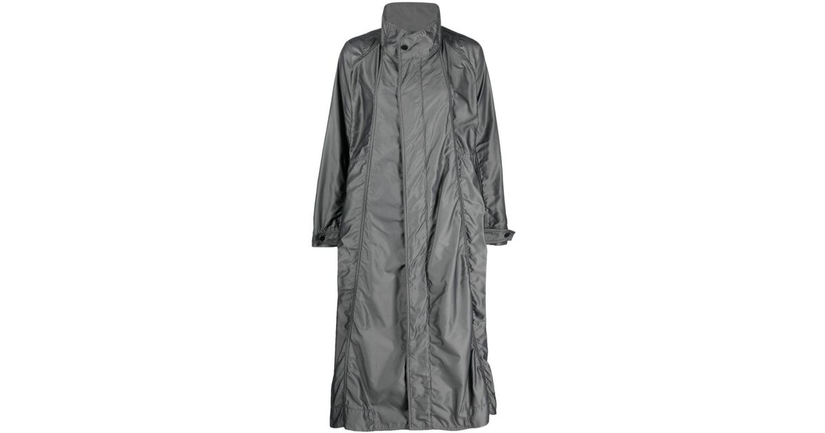 Issey Miyake Ruched-detailing Coat in Gray | Lyst