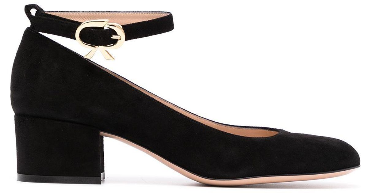 Gianvito Rossi Suede Mary Jane Pumps in Black - Lyst