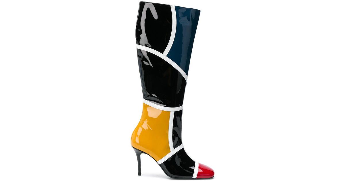 color block knee high boots