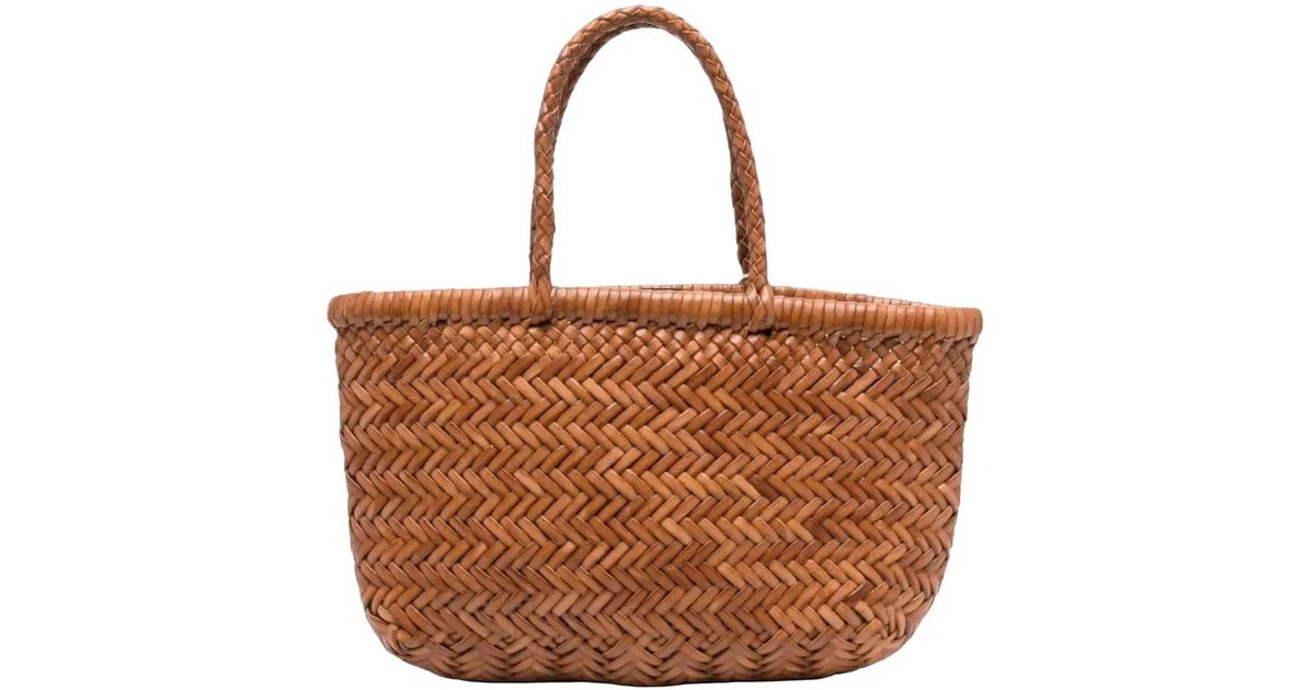 Dragon Diffusion Mini Flat Gora Braided-Handle Tote Bag in Brown | Lyst UK