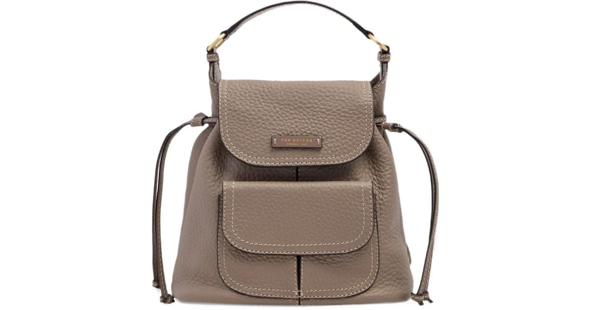 The Bridge Pebbled Leather Backpack in Brown | Lyst