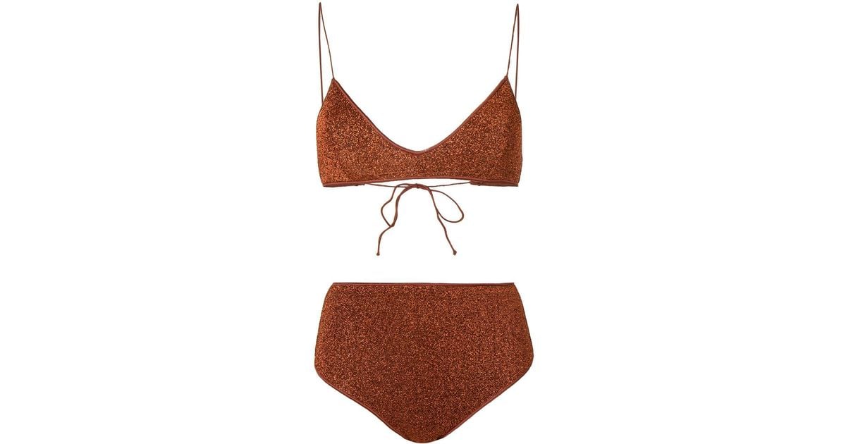 Oséree Synthetic Glitter Bikini in Brown Lyst