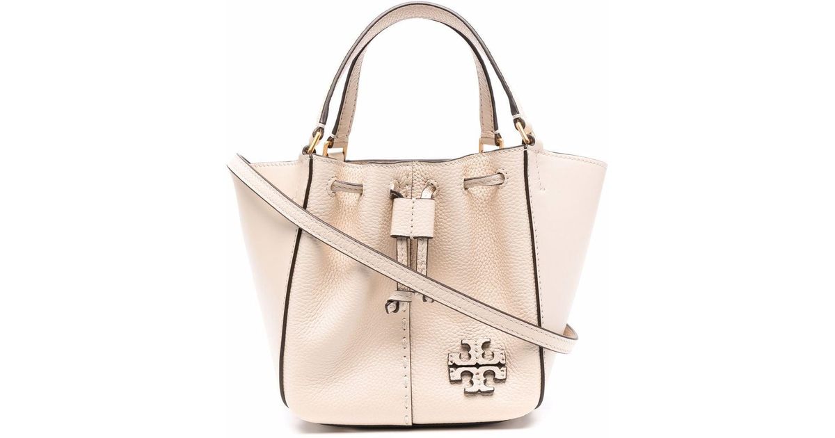 Tory Burch Leather Mini Mcgraw Dragonfly Tote Bag in Natural - Lyst