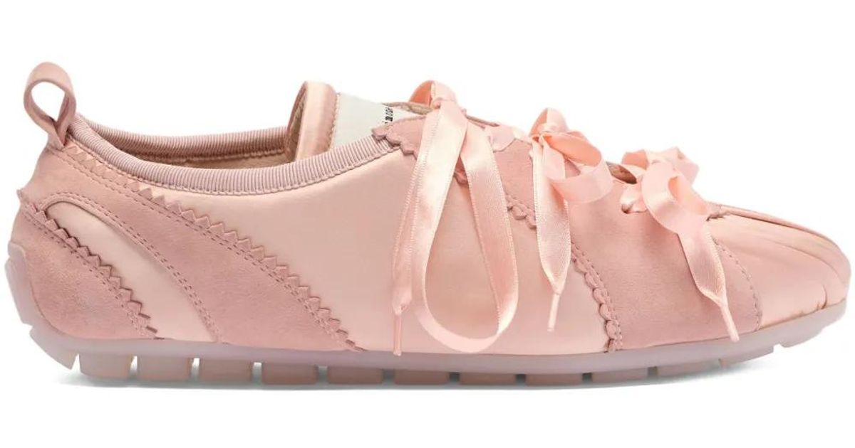Simone Rocha Satin-Pleated Ribbon Sneakers in Pink | Lyst