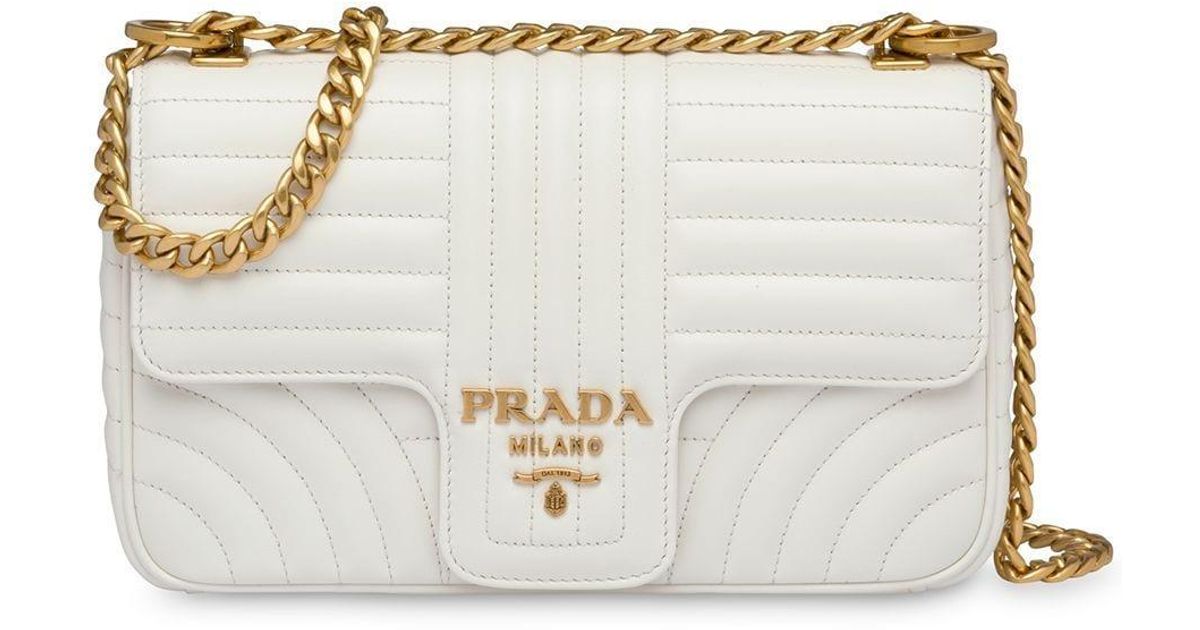 Prada Diagramme Medium Shoulder Bag in White | Lyst