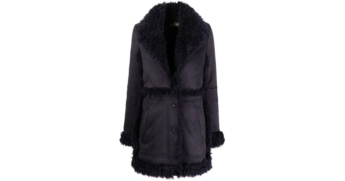 Zadig & Voltaire Faux Shearling Coat in Blue | Lyst UK