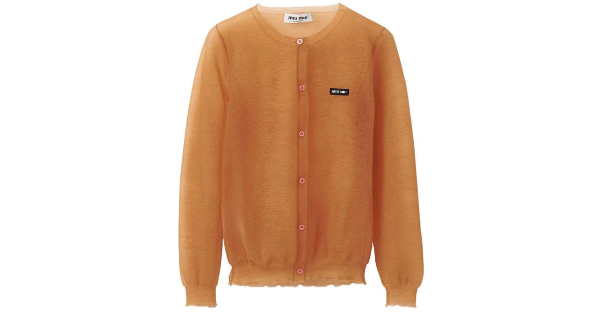 Miu Miu fine-knit buttoned cardigan - Orange