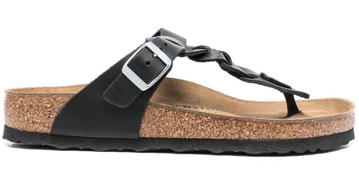 Birkenstock Leather Gizeh Braided Strap Sandals In Black Lyst