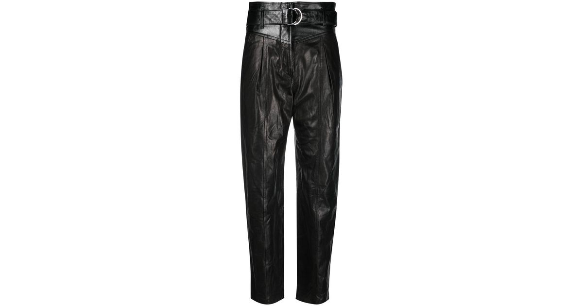 IRO Idrani Tapered-leg Leather Trousers in Black | Lyst UK