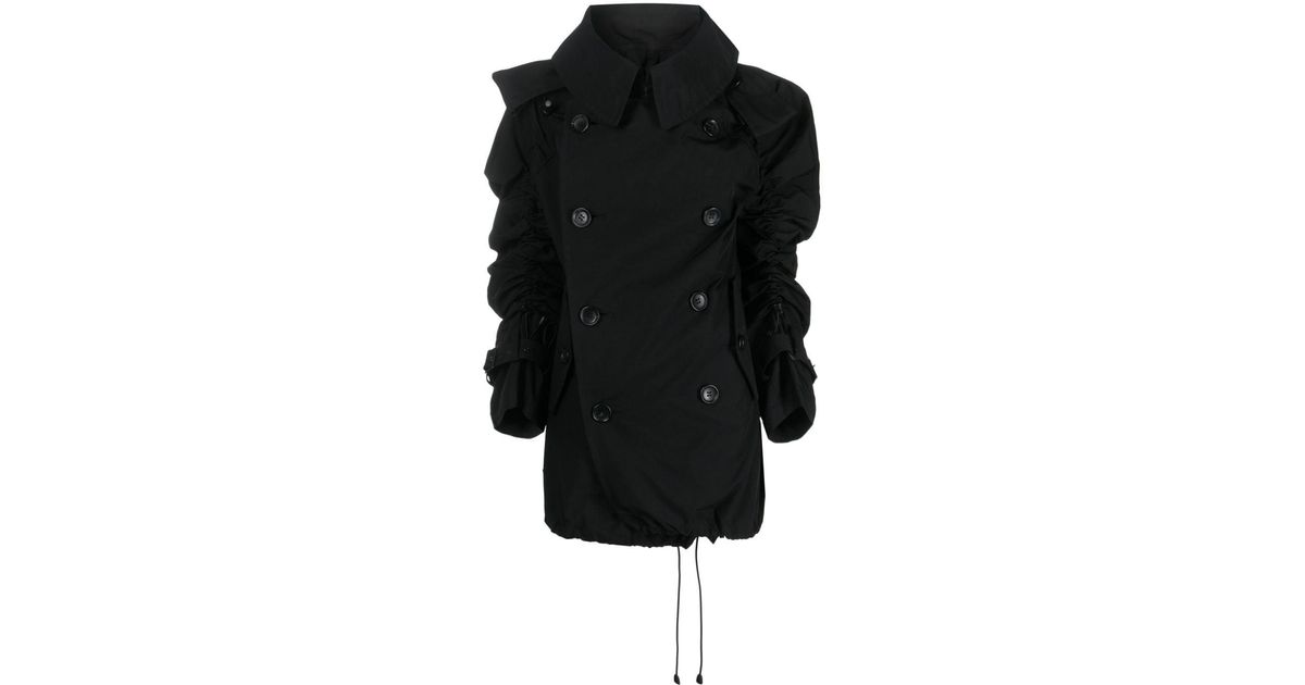 Junya Watanabe Drawstring-sleeve Double-breasted Trench Coat in Black ...