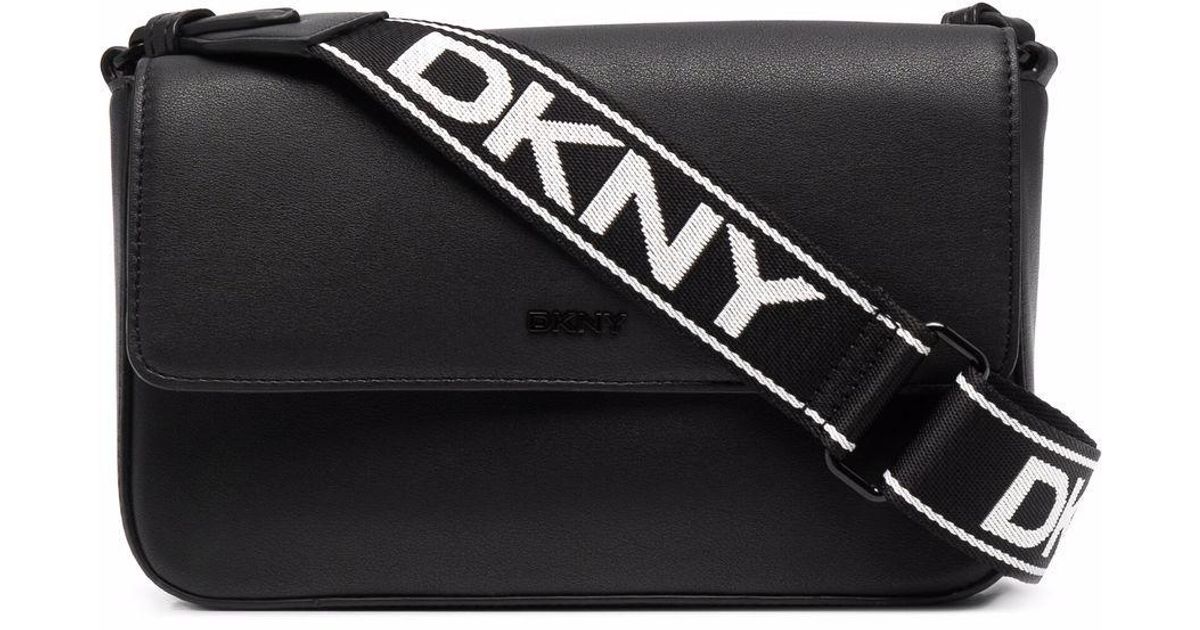 DKNY Leather Logostrap Crossbody Satchel in Black Lyst UK