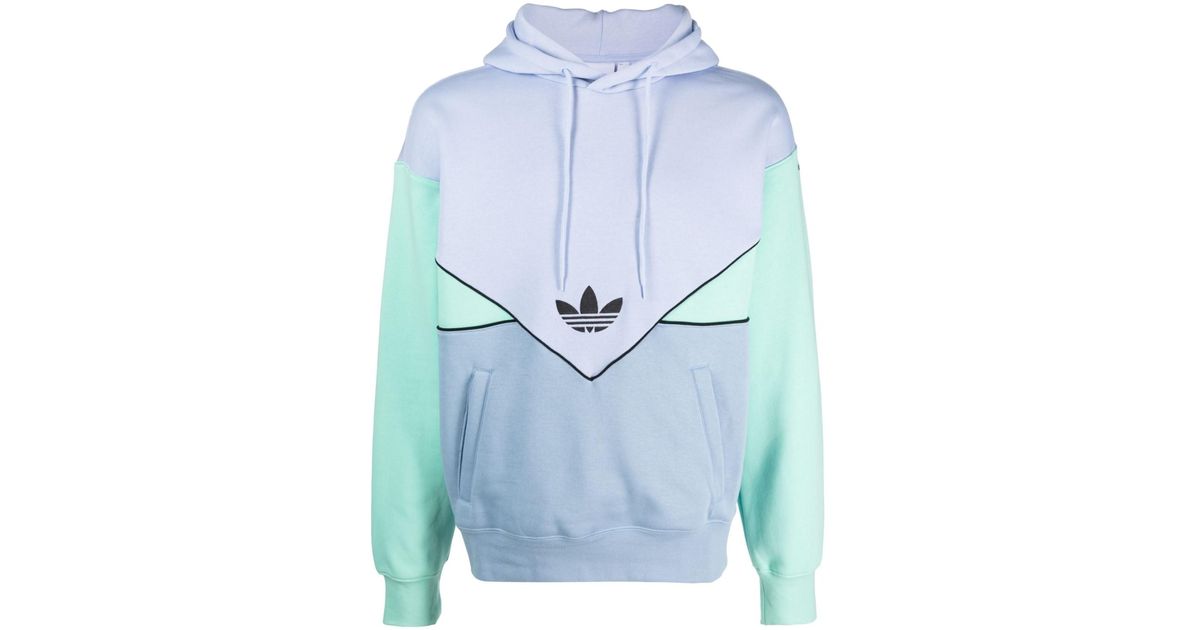 adidas Colour-block Drawstring Hoodie in Blue for Men | Lyst