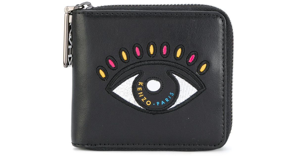 KENZO Leather Eye Wallet in Black for 
