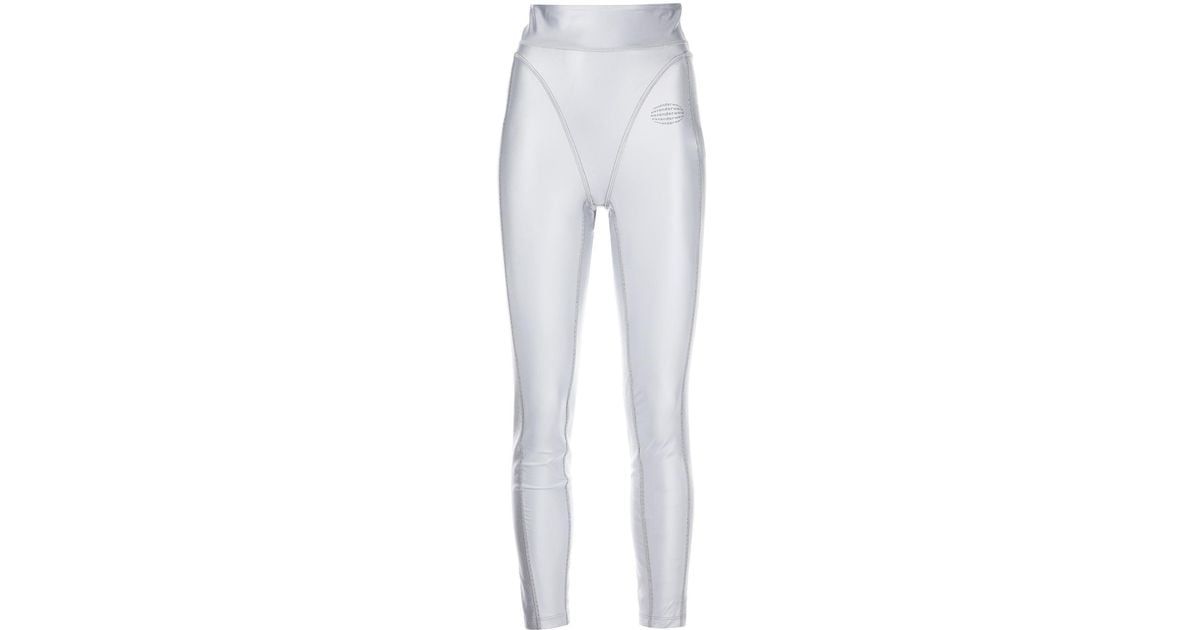 Alexander Wang Panty Line Metallic Panelled leggings in White | Lyst UK