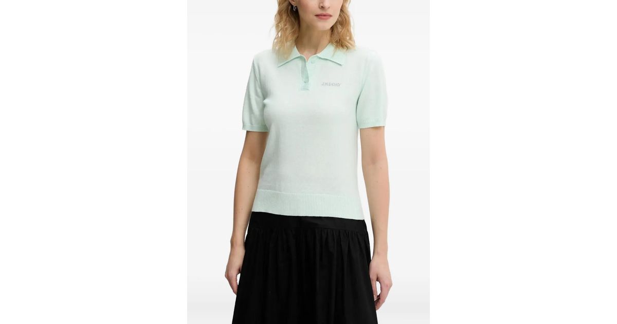 Day Birger et Mikkelsen Buttoned Logo Polo Top in Blue | Lyst