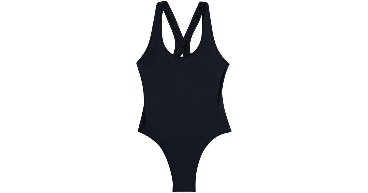 Ami Paris Plain One-piece Swimsuit in Blue | Lyst