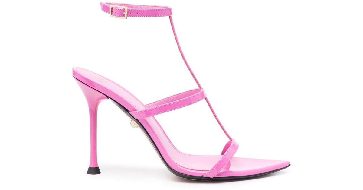ALEVI T-bar Pointed-toe Stiletto Sandals in Pink | Lyst