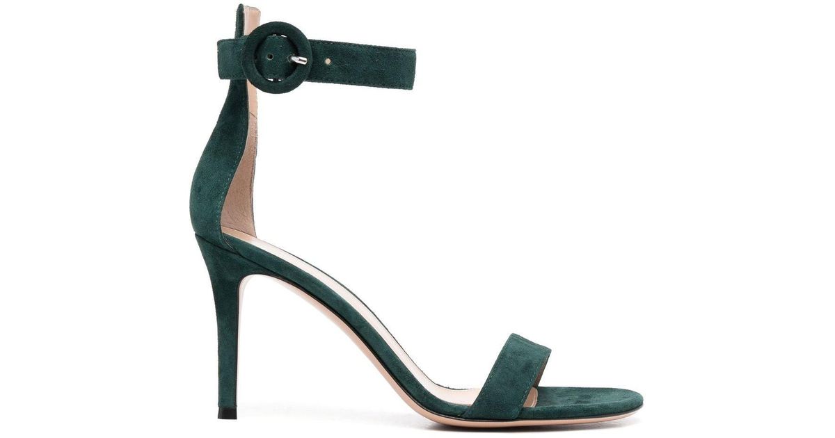 Sandalias Portofino con tacón de 85mm de Gianvito Rossi de color Verde Mujer Zapatos de Tacones de Sandalias de tacón 