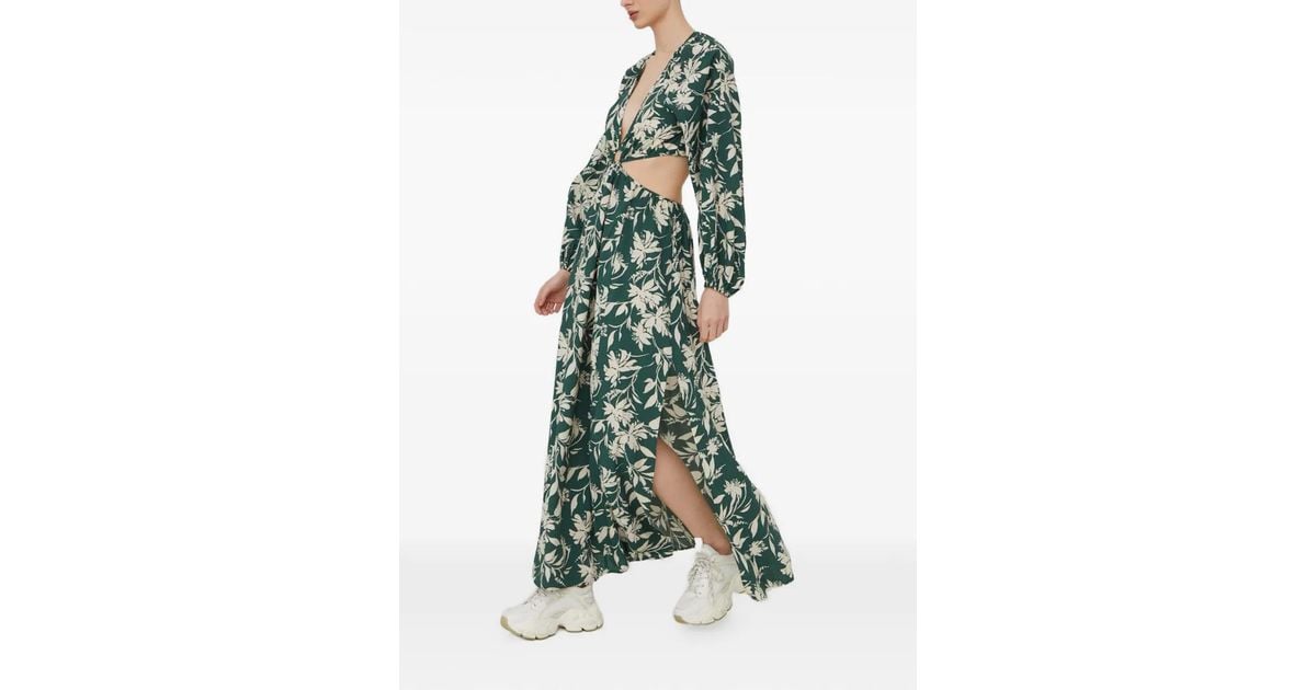 abercrombie green floral dress Abercrombie & Fitch floral-print cut-out Maxi Dress | Green