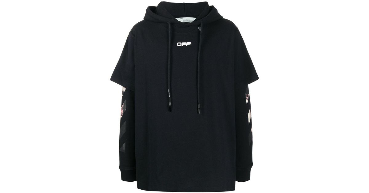 Off-White c/o Virgil Abloh Caravaggio Arrows Print Double-layer Hoodie ...