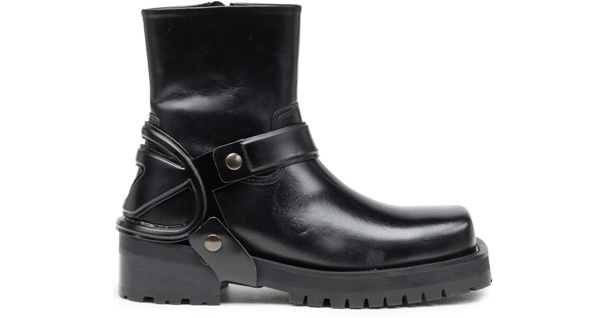 メンズ DIESEL Texan Ch レザーブーツ ブラック | Lyst