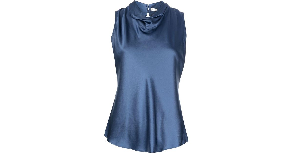 Veronica Beard Silk Tam Cowl-neck Vest in Blue | Lyst