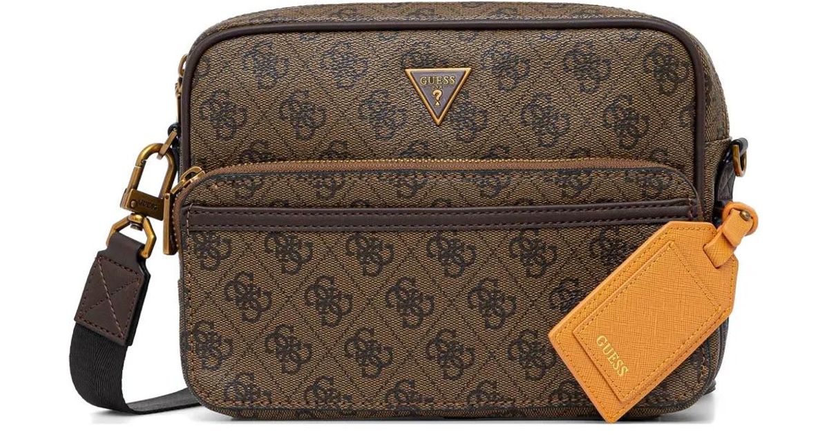 Guess Mini Milano Monogram-Pattern Logo-Plaque Belt Bag in Brown for ...