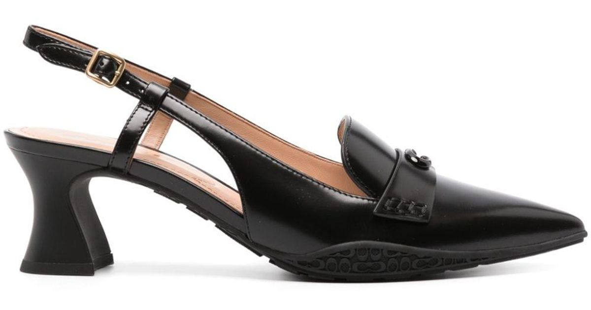 COACH Nikola 57mm Leather Slingback Pumps in Black Lyst
