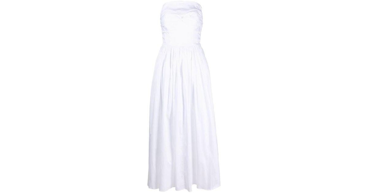 TOVE Juliet Strapless Midi Dress in White | Lyst UK