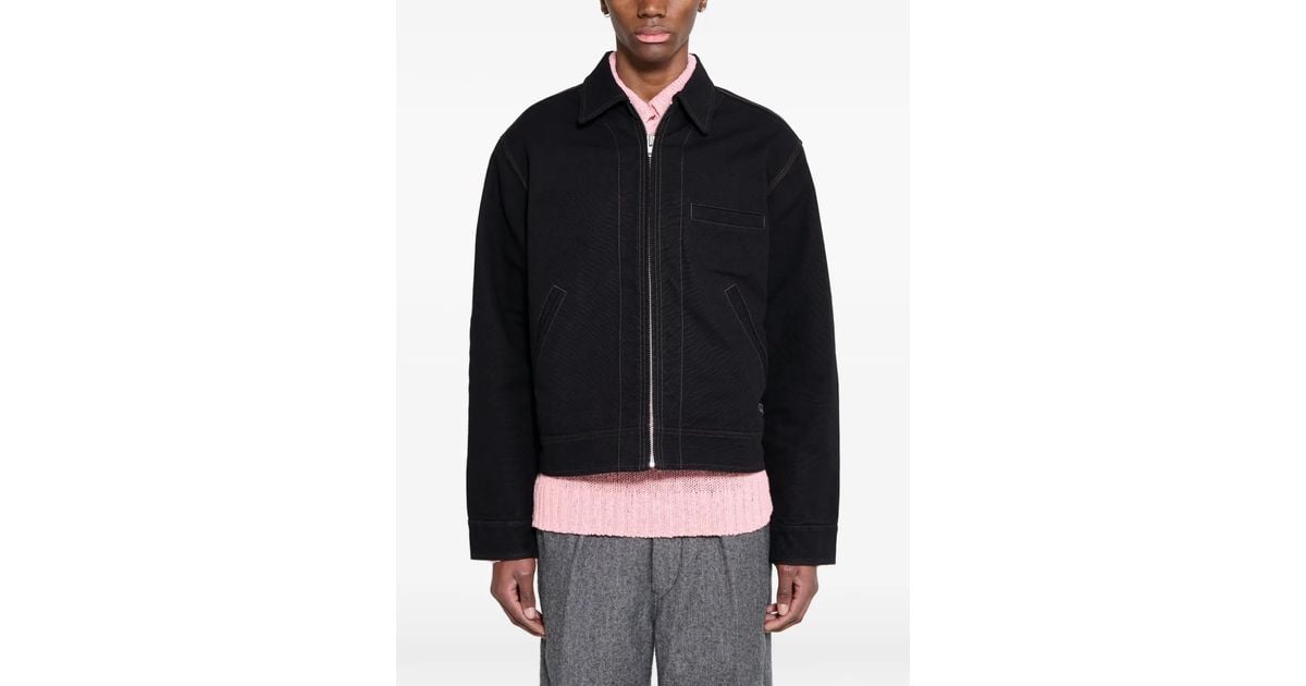 Stussy Work Contrast-Stitch Collared Jacket in Blue | Lyst Australia