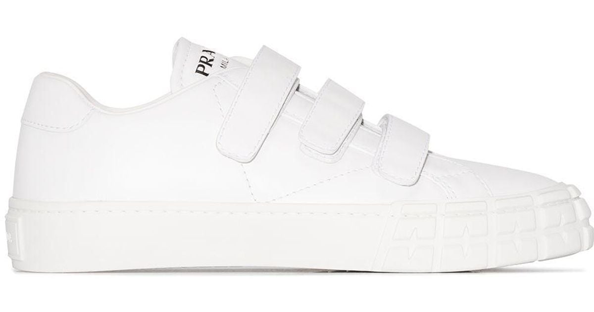 Prada Wheel Velcro Sneakers in White | Lyst