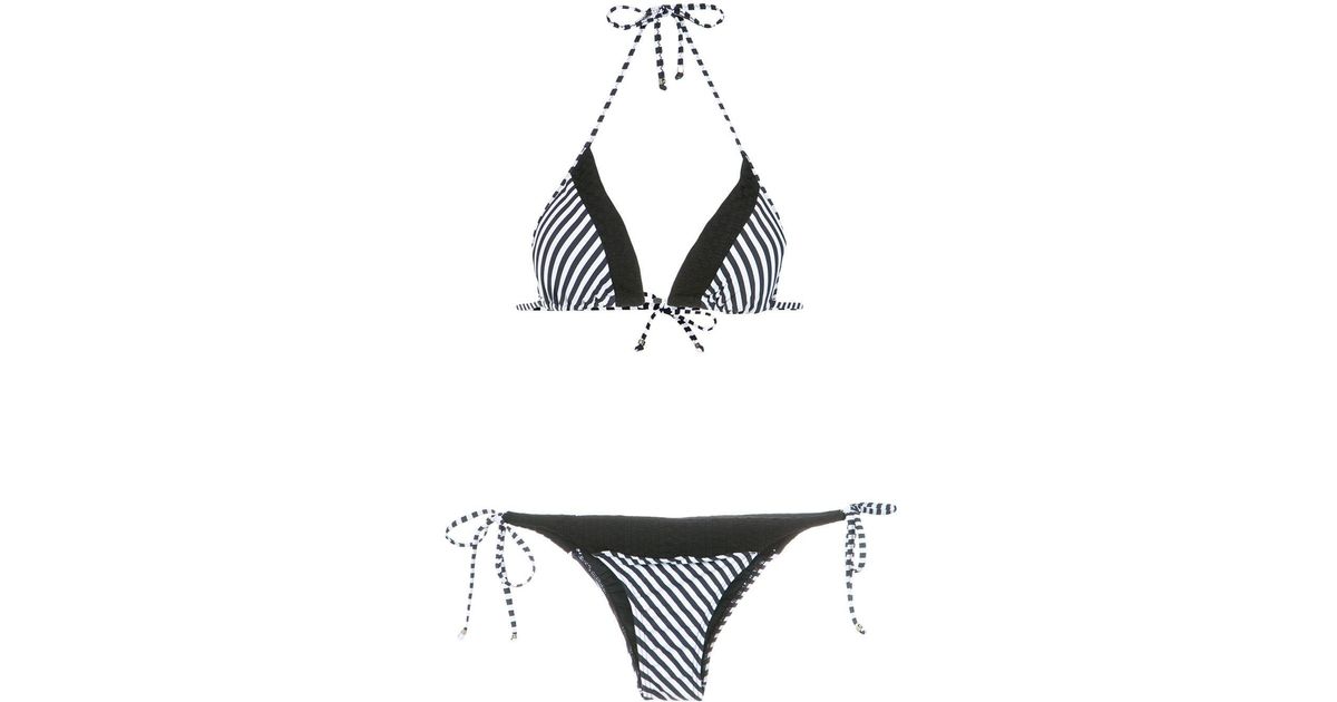 striped triangle bikini set
