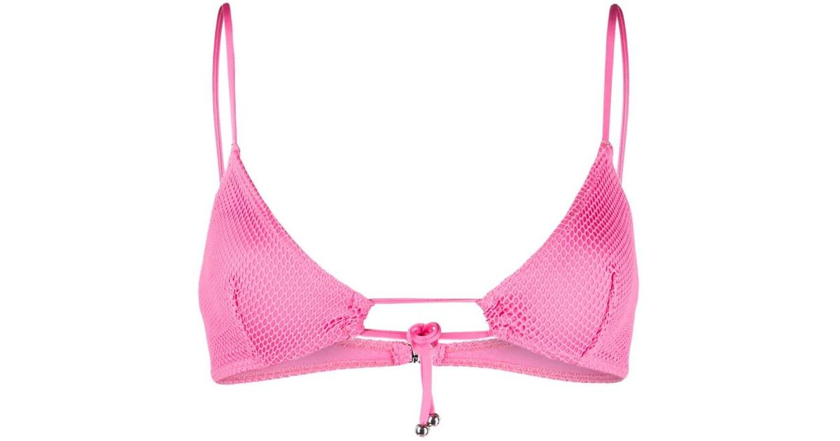 Leslie Amon Perforated Bikini Top in Pink | Lyst