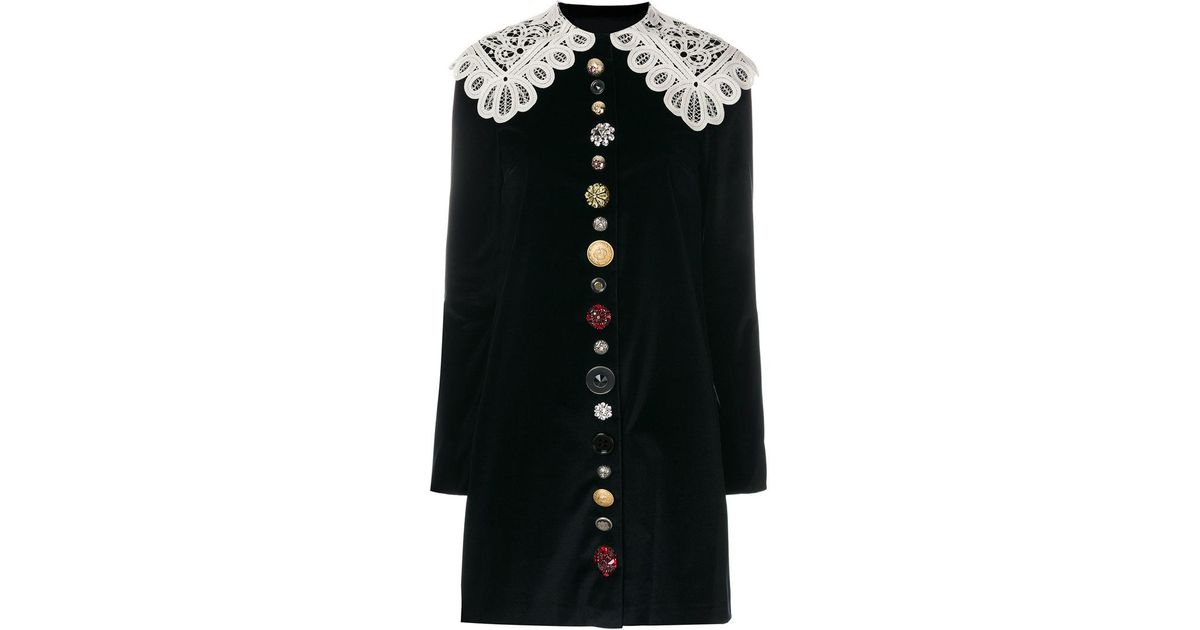 \u0026 Gabbana Lace Collar Velvet Dress 