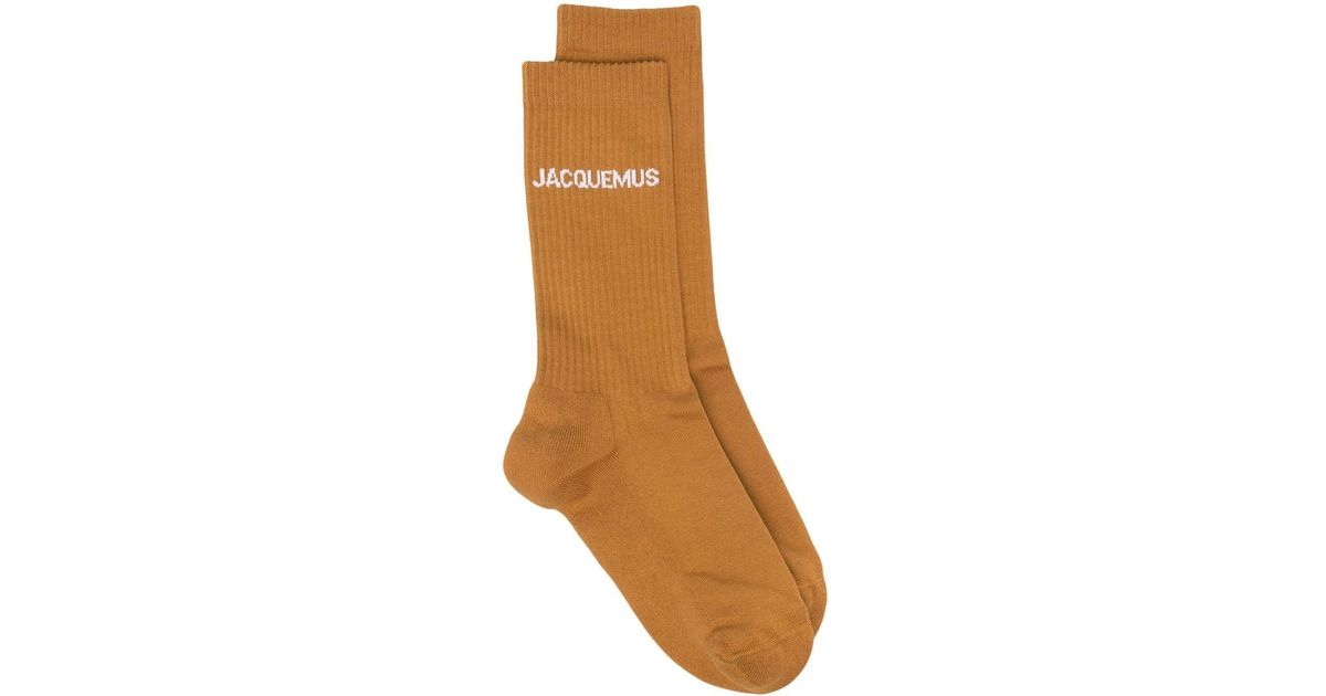 Jacquemus Logo-jacquard Ribbed Socks in Brown for Men | Lyst