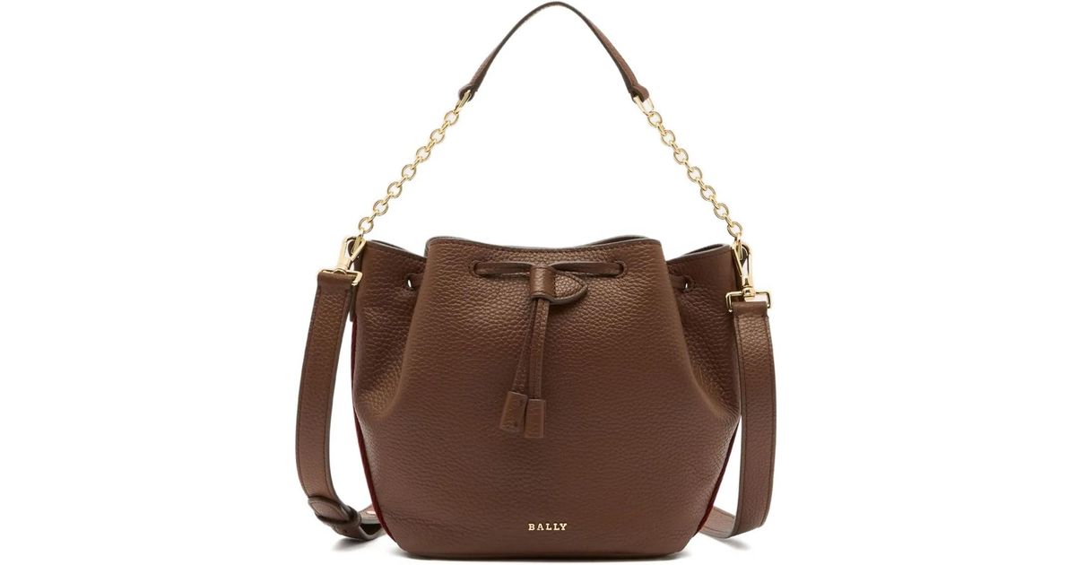 Bally Grained Ribbons Bucket Bag in Brown | Lyst