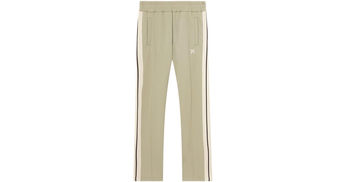 Palm Angels Monogram-embroidered Striped Track Pants in Natural for Men