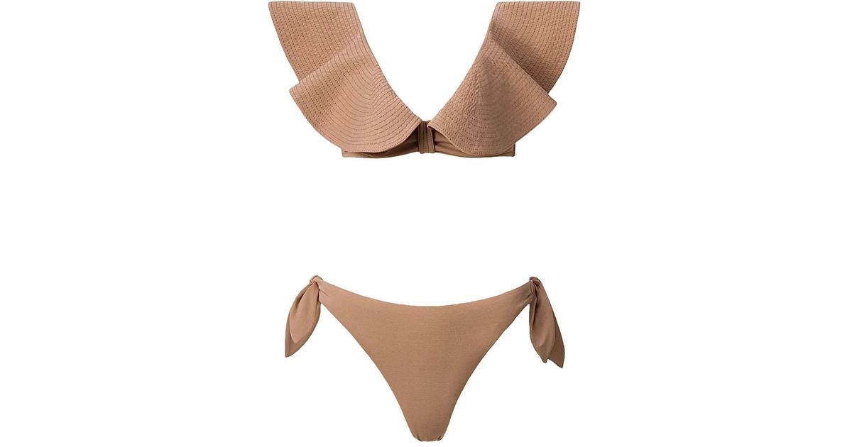 SOFIA ERHAN Marina Ruffled Bikini In Natural Lyst