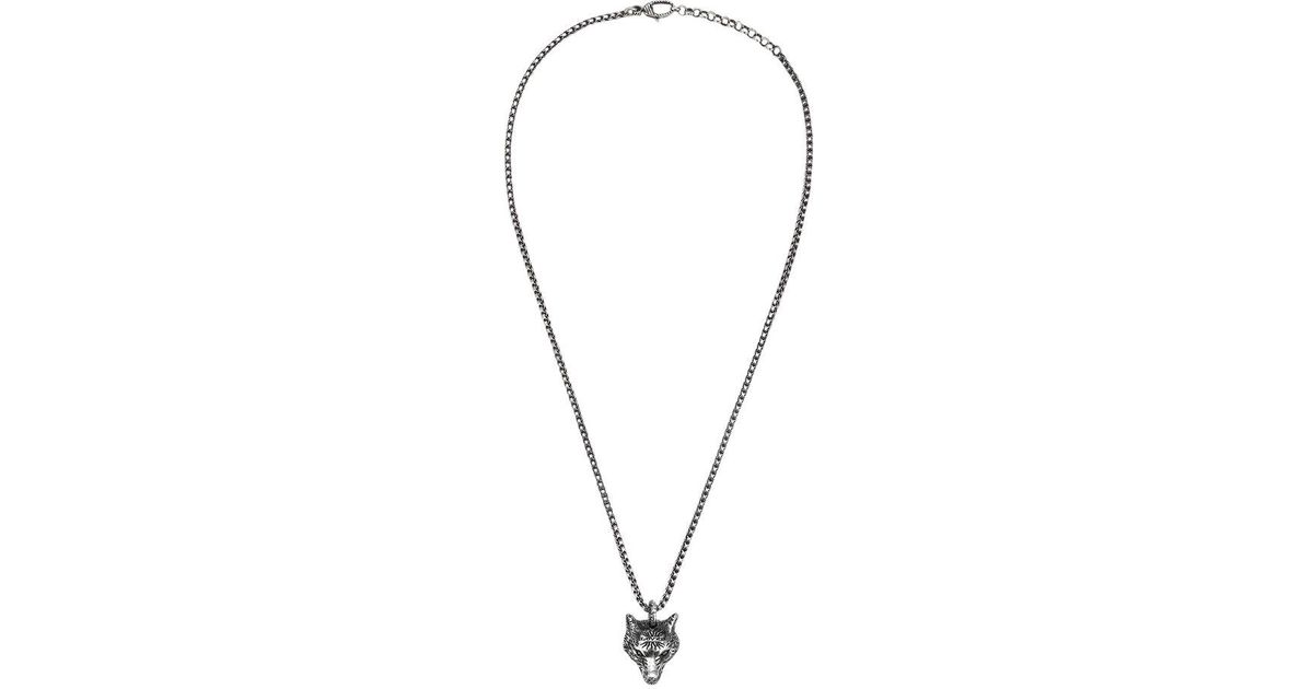 Gucci Anger Forest Wolf Head Necklace In Silver in Metallic for Men | Lyst
