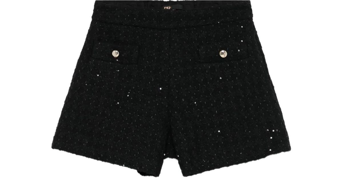 Maje Sequin Embellished Tweed Shorts In Black Lyst UK maje-sequin-embellished-tweed-shorts-in-black-lyst-uk