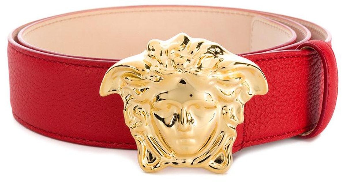 Ceinture à boucle Medusa Cuir Versace en coloris Rouge - Lyst