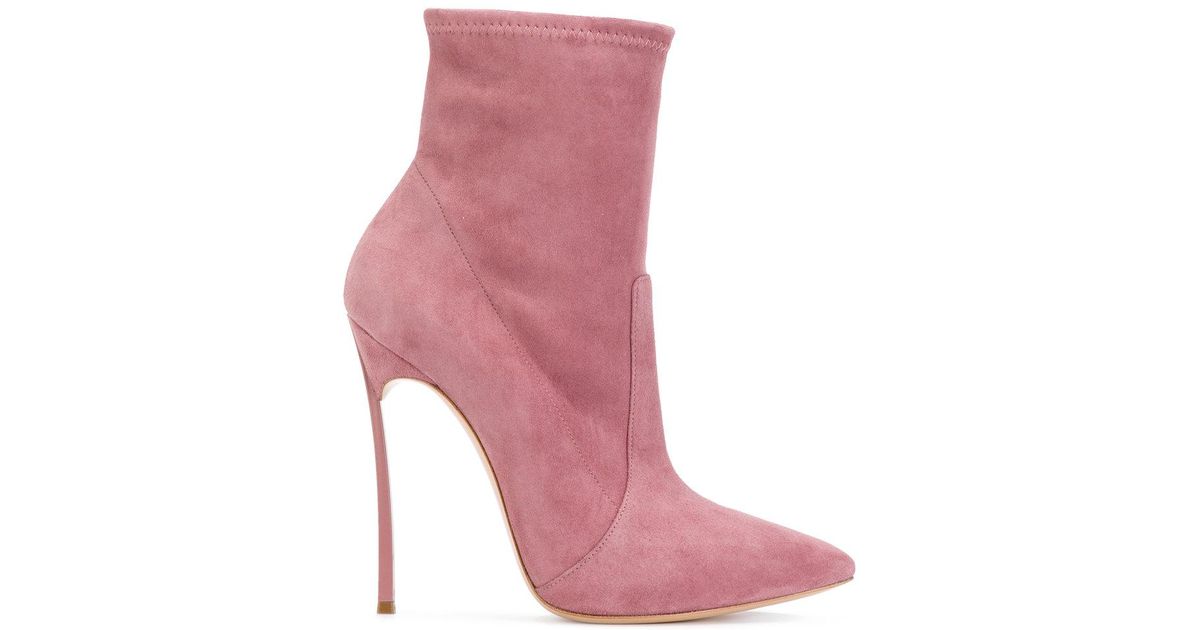 Casadei Suede Blade Ankle Boots in Pink 