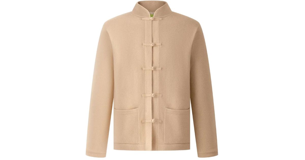 Shanghai Tang Knot Button Cardigan in Natural for Men | Lyst